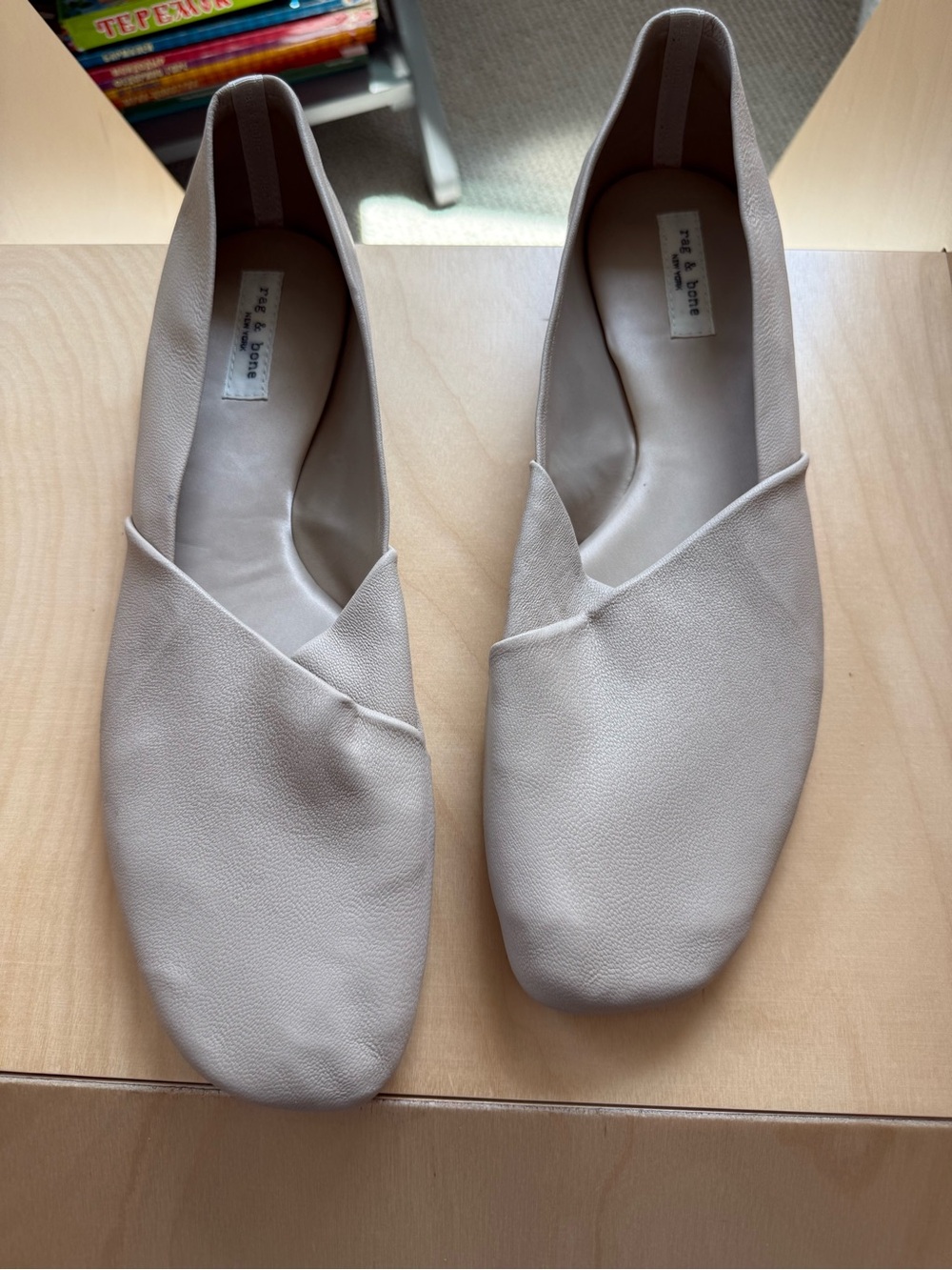 rag & bone Soft Taupe Leather Slip-On Flats